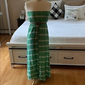 Green Strapless Maxi Dress with Belt